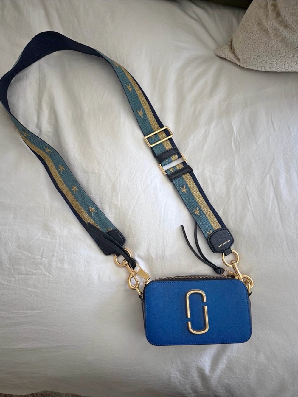 Marc Jacobs Blue Snapshot Crossbody with Star-Accent Strap